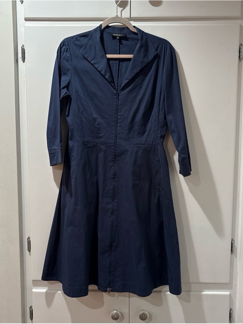 Lafayette 148 New York Navy A-Line Long Sleeve Dress 6